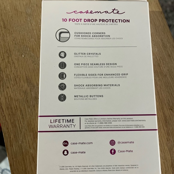 Casemate IPhone Max X/S Clear Shimmer Sequin Sparkly Drop Proof Case Protector - Picture 2 of 2